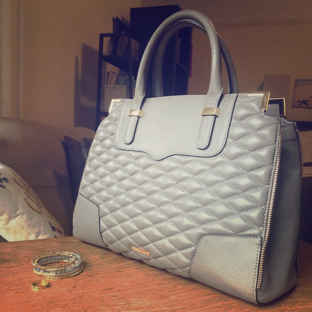 Rebecca Minkoff Quilted Taupe Satchel Purse
